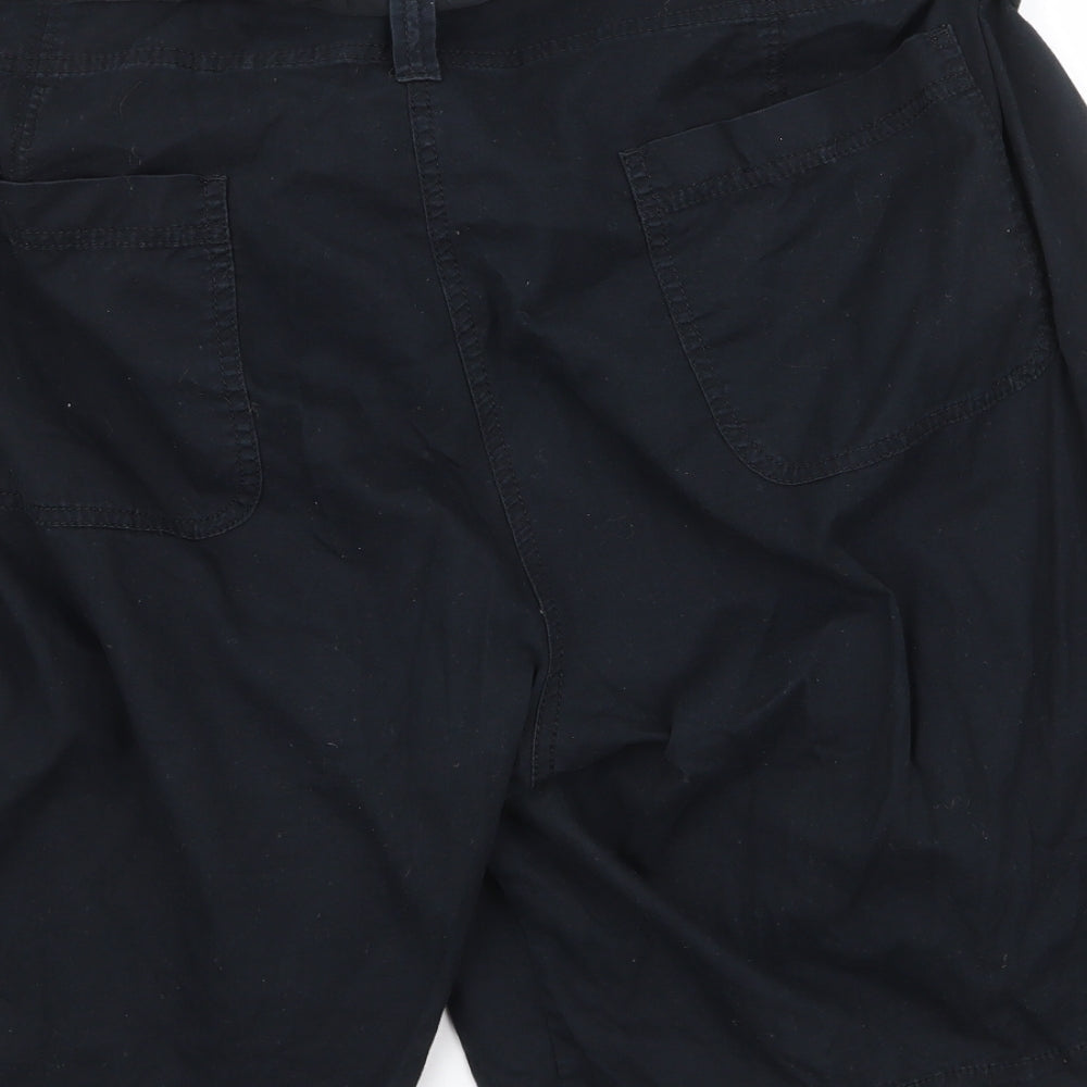 Marks and Spencer Womens Black  100% Cotton Cargo Shorts Size 22 L11 in Regular Zip