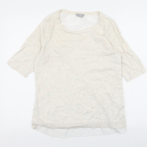 H&M Womens Ivory  Polyester Jersey Blouse Size M Round Neck - chiffon back