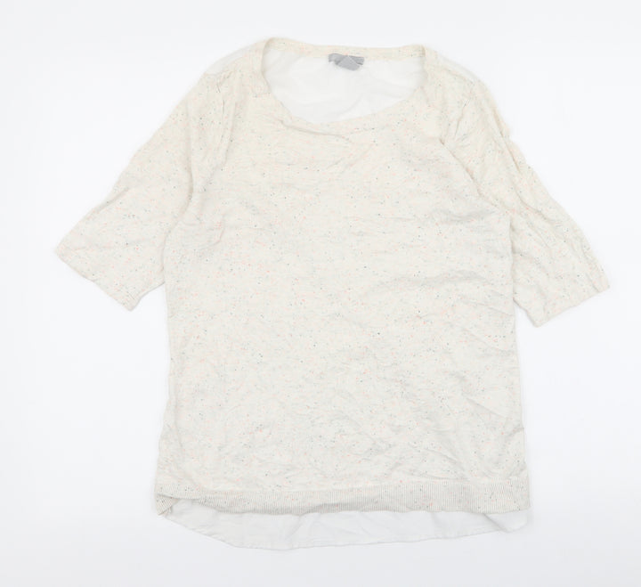 H&M Womens Ivory  Polyester Jersey Blouse Size M Round Neck - chiffon back