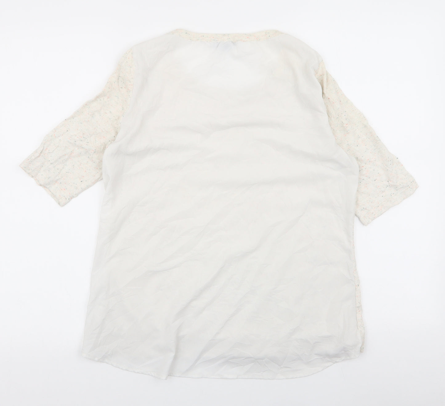 H&M Womens Ivory  Polyester Jersey Blouse Size M Round Neck - chiffon back