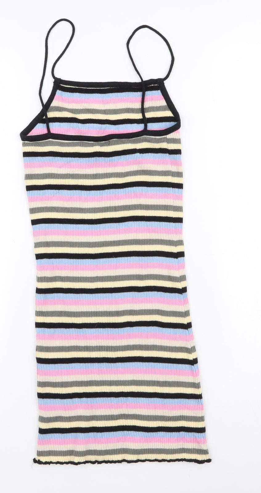 Topshop Womens Multicoloured Striped 100% Cotton Bodycon  Size 6  High Neck Pullover