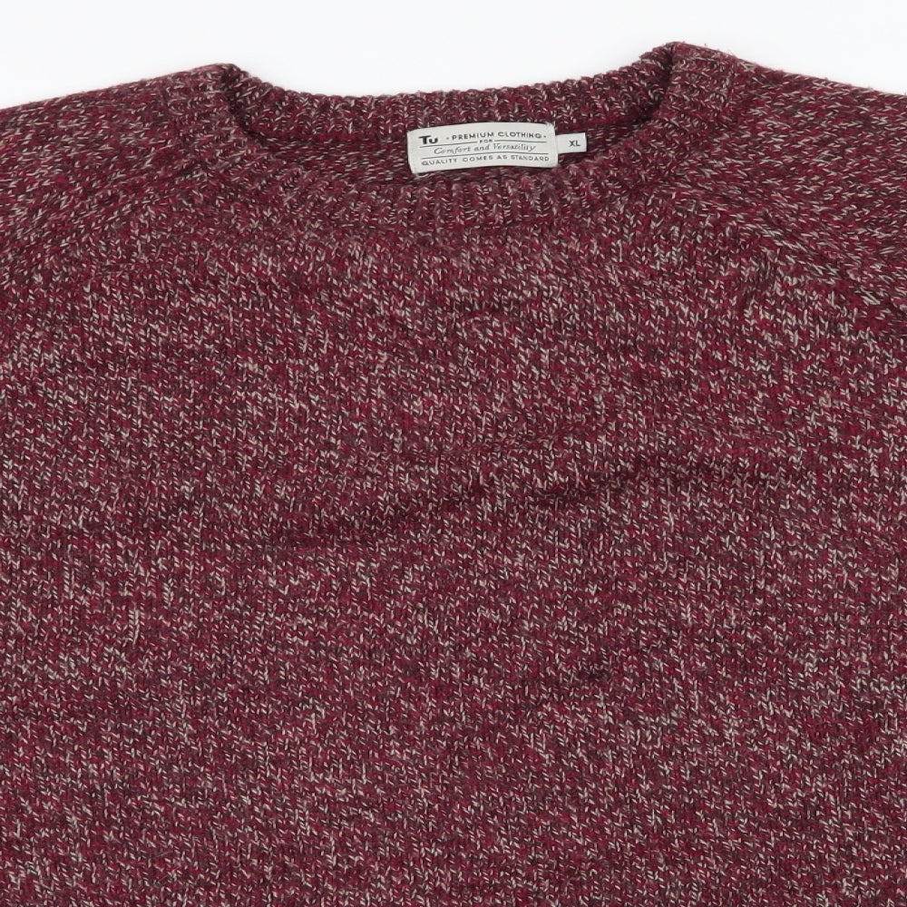 TU Mens Red Round Neck  Acrylic Pullover Jumper Size XL
