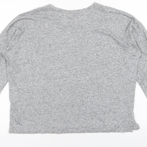 New Look Womens Grey Floral Polyester Jersey T-Shirt Size 8 Round Neck - Roses