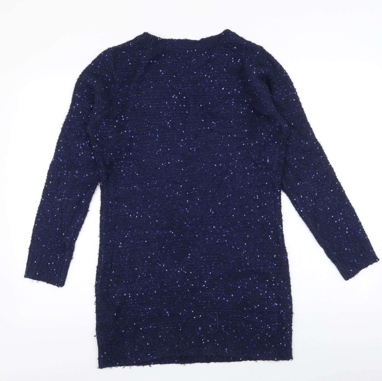 F&F Womens Blue Round Neck  Acrylic Pullover Jumper Size 10