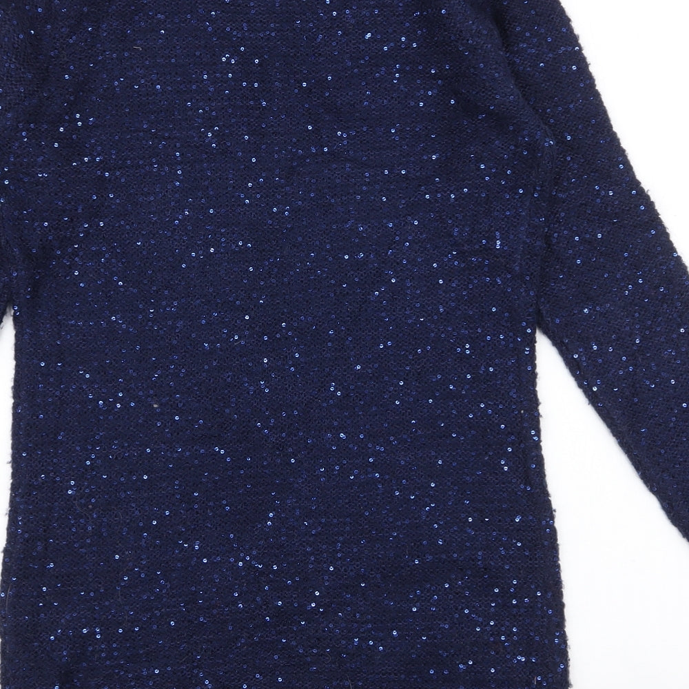 F&F Womens Blue Round Neck  Acrylic Pullover Jumper Size 10