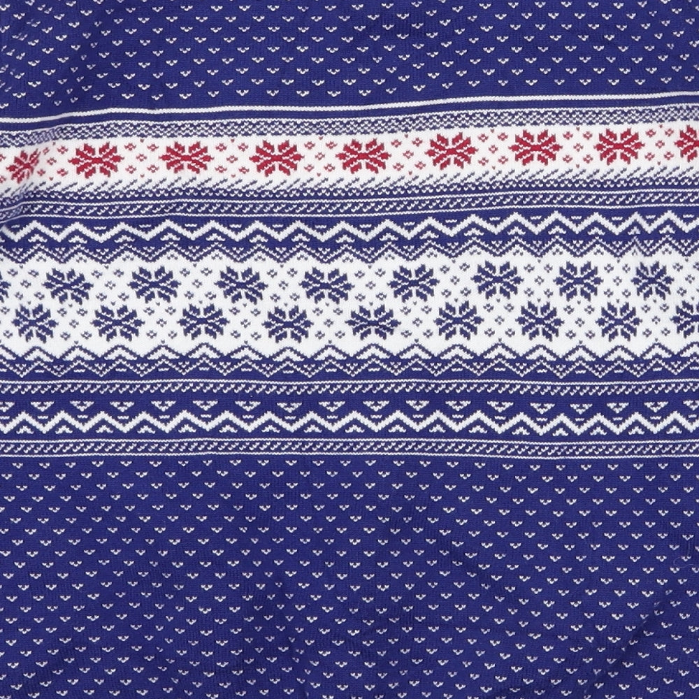 NEXT Boys Blue Round Neck Fair Isle 100% Cotton Pullover Jumper Size 10 Years  Pullover