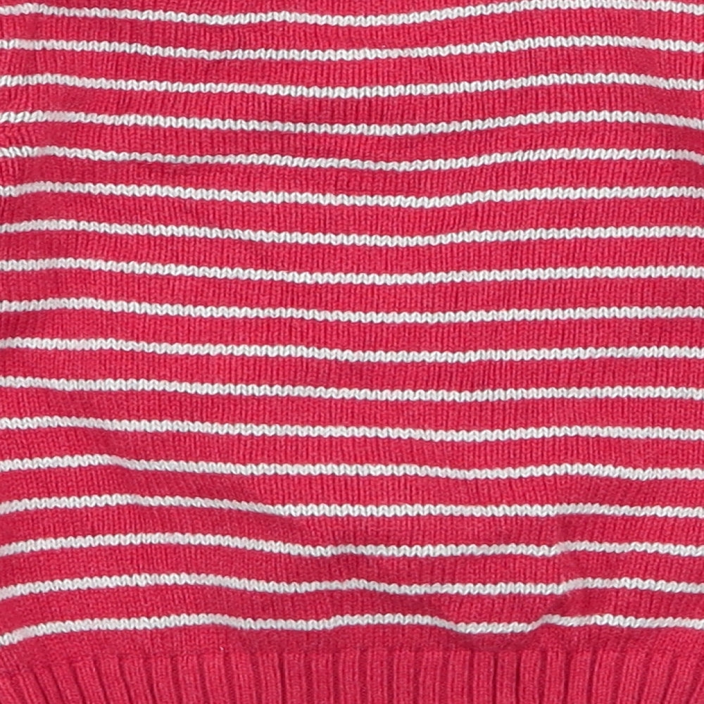 Marks and Spencer Boys Red Striped 100% Cotton Pullover Jumper Size 9-12 Months  Button - reindeer