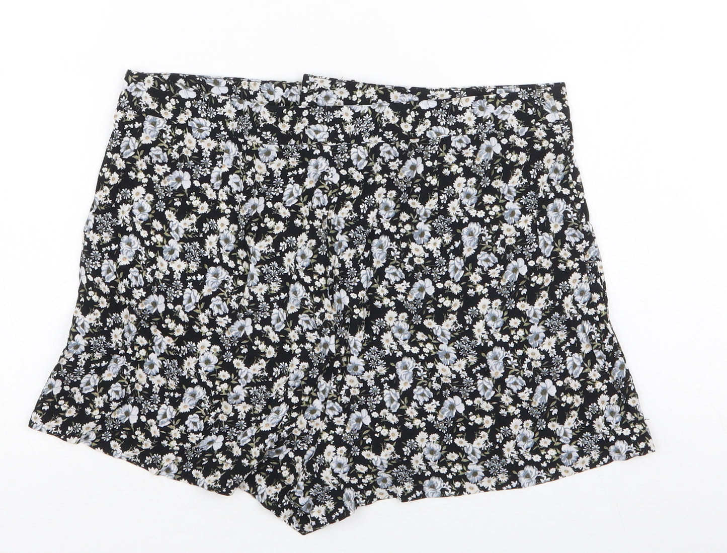 FOREVER 21 Womens Black Floral Polyester Hot Pants Shorts Size M L3 in Regular Zip