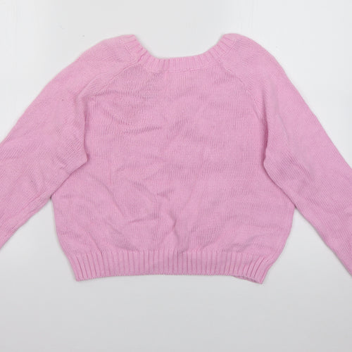 H&M Girls Pink Round Neck  Cotton Pullover Jumper Size 13-14 Years