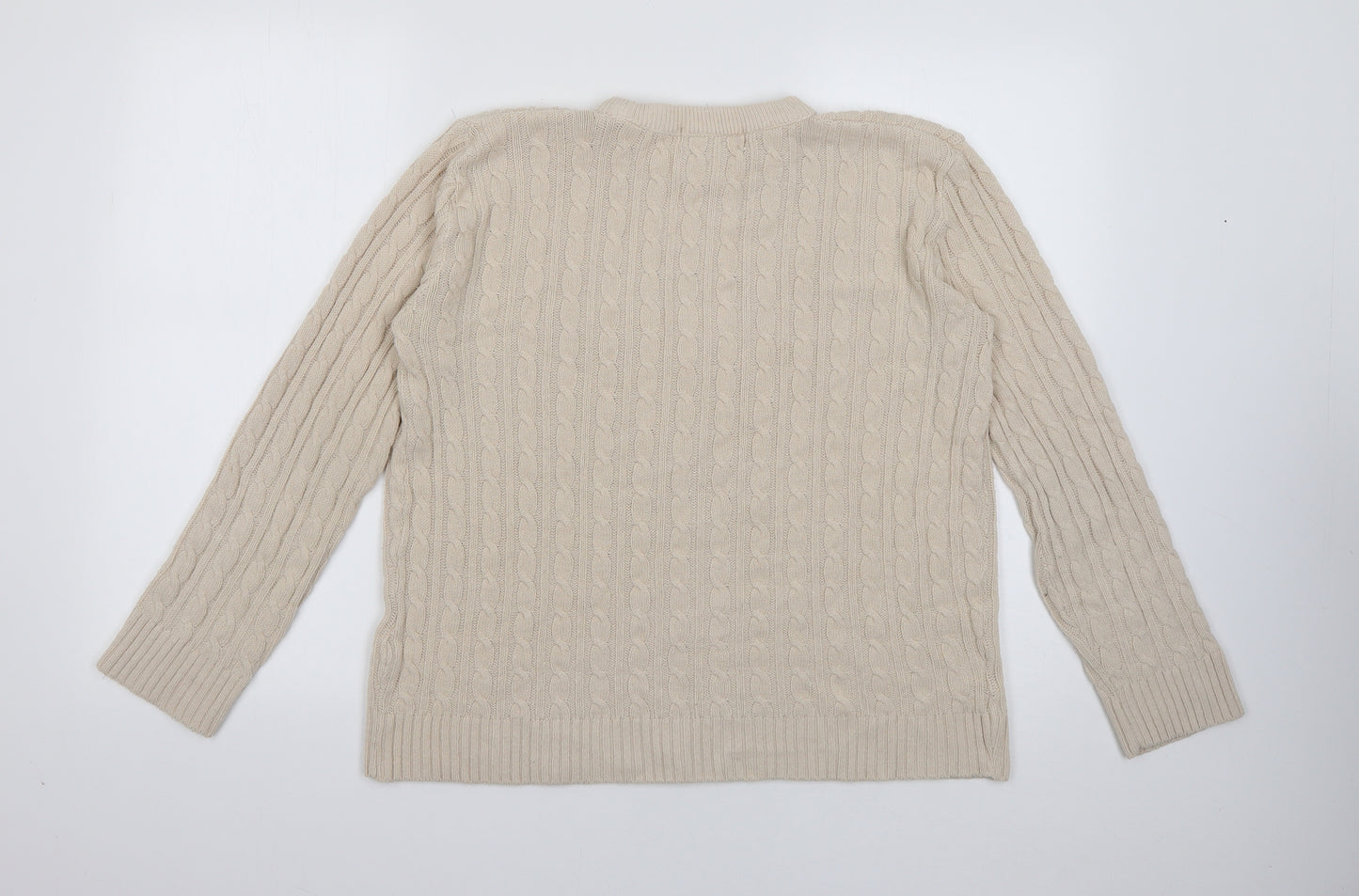 Pure & Natural Womens Beige Crew Neck  Acrylic Pullover Jumper Size L