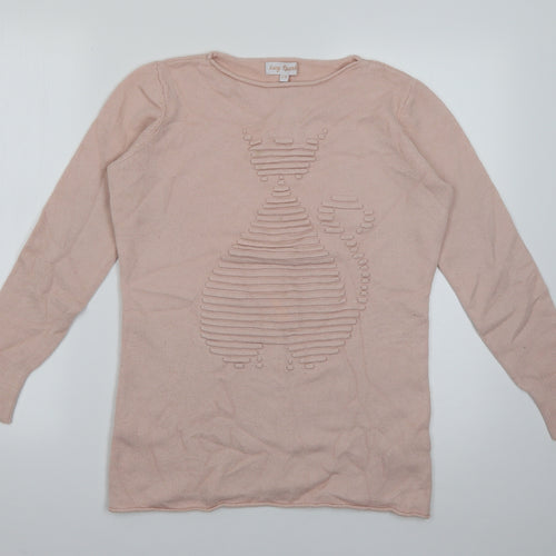 Lucy Sparks Womens Pink Round Neck  Viscose Pullover Jumper Size S