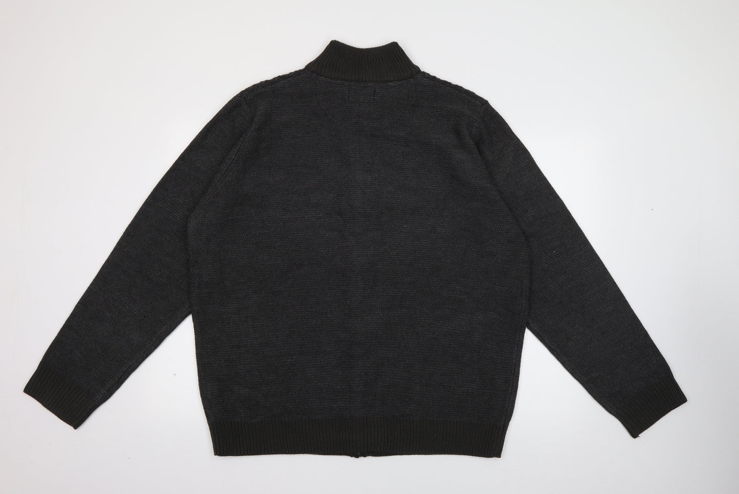 Marks and Spencer Mens Grey High Neck  Acrylic Full Zip Jumper Size 2XL