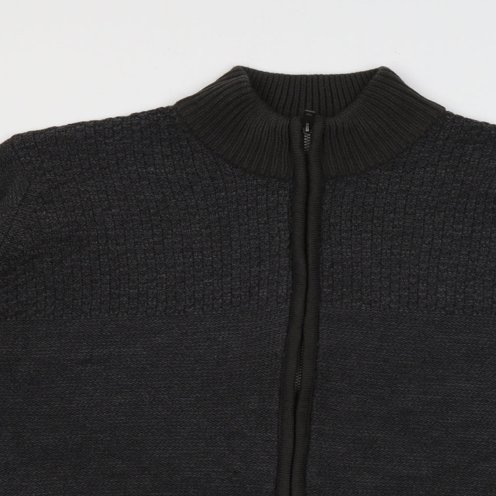 Marks and Spencer Mens Grey High Neck  Acrylic Full Zip Jumper Size 2XL