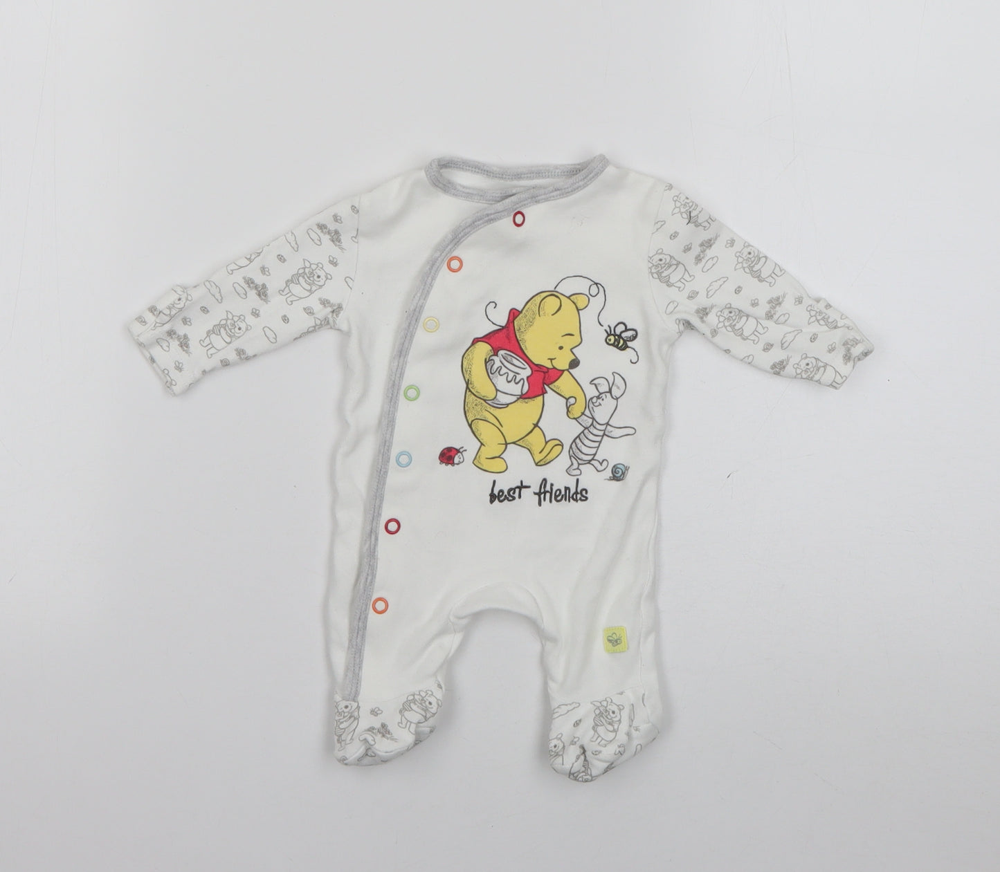 Primark Baby White  Cotton Babygrow One-Piece Size Newborn