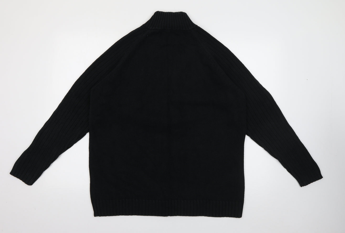 BHS Mens Black High Neck  Cotton Full Zip Jumper Size M