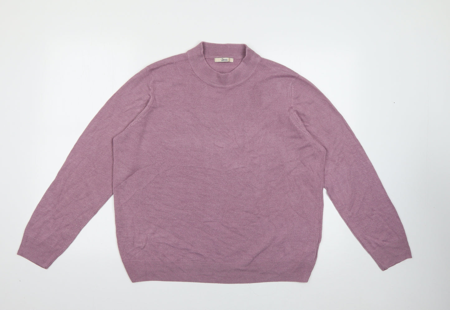 Marks and Spencer Womens Pink High Neck  Acrylic Pullover Jumper Size 20