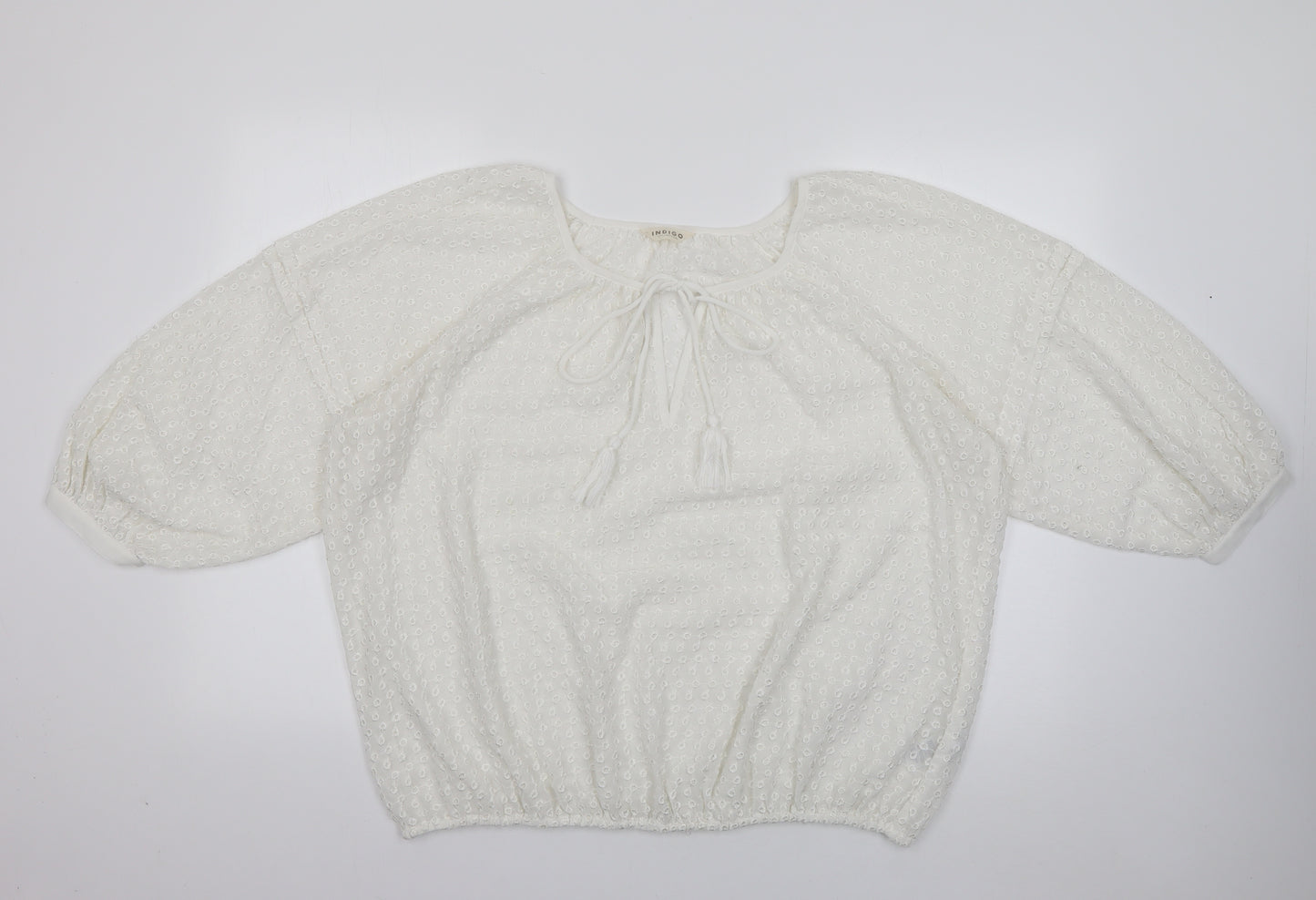 Marks and Spencer Womens Ivory  Polyester Basic Blouse Size 14 Square Neck