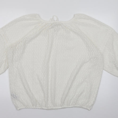 Marks and Spencer Womens Ivory  Polyester Basic Blouse Size 14 Square Neck