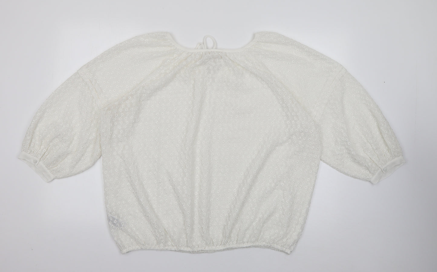Marks and Spencer Womens Ivory  Polyester Basic Blouse Size 14 Square Neck