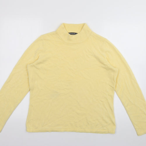 Bonmarché Womens Yellow High Neck  Acrylic Pullover Jumper Size M