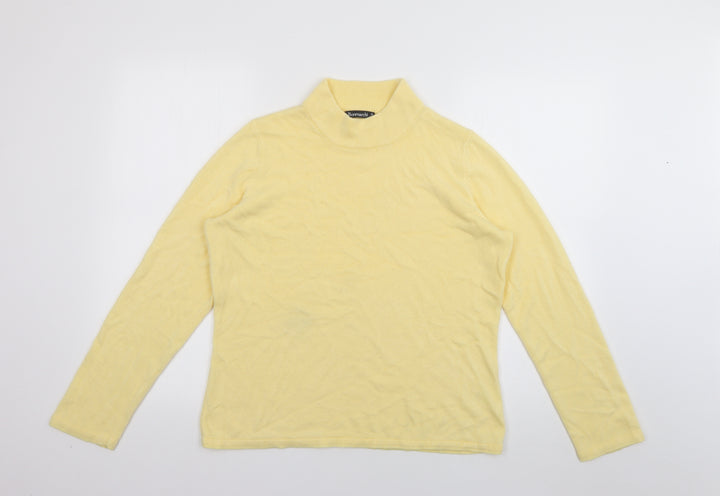Bonmarché Womens Yellow High Neck Acrylic Pullover Jumper Size M