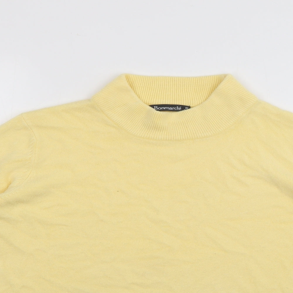 Bonmarché Womens Yellow High Neck  Acrylic Pullover Jumper Size M