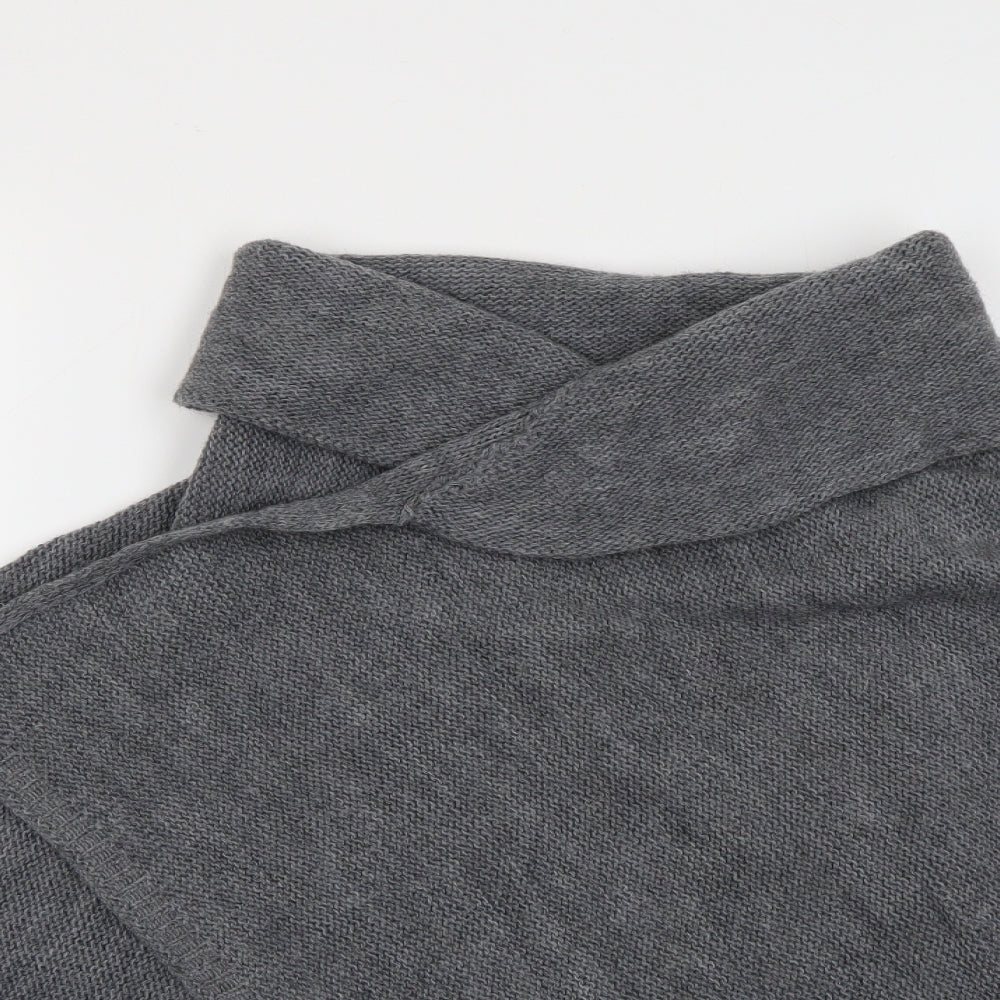 Marks and Spencer Womens Grey Roll Neck  Acrylic Cardigan Jumper One Size