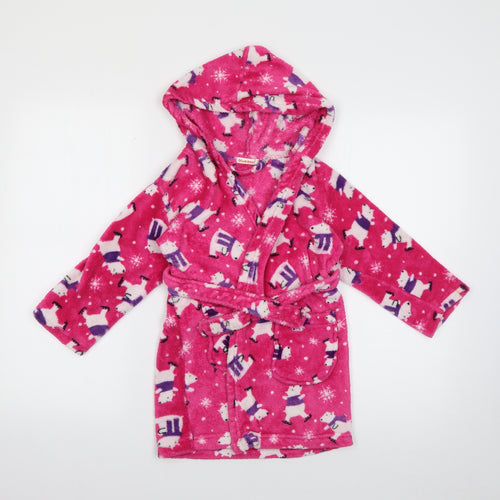 Blue Zoo Girls Pink Animal Print Polyester Top Robe Size 3-4 Years   - Polarbear