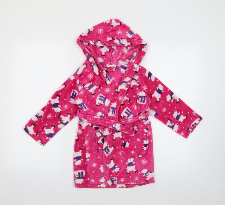 Blue Zoo Girls Pink Animal Print Polyester Top Robe Size 3-4 Years - Polarbear