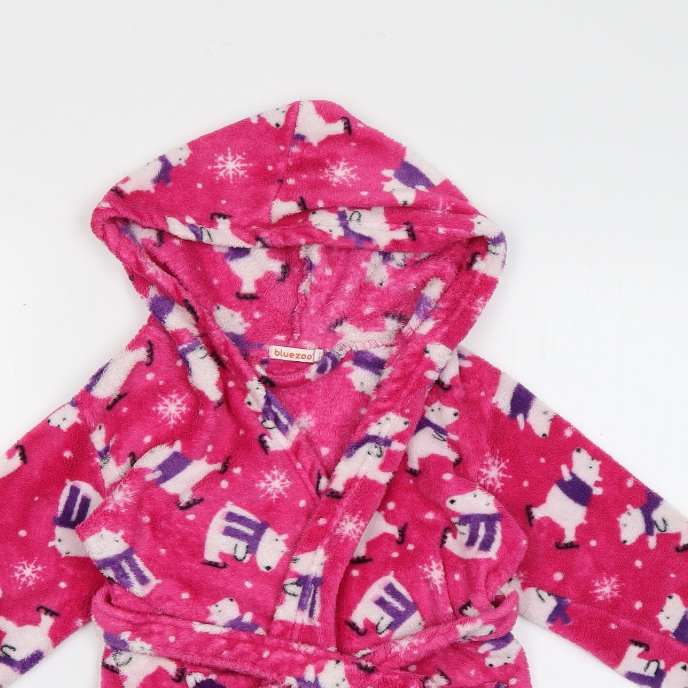 Blue Zoo Girls Pink Animal Print Polyester Top Robe Size 3-4 Years   - Polarbear