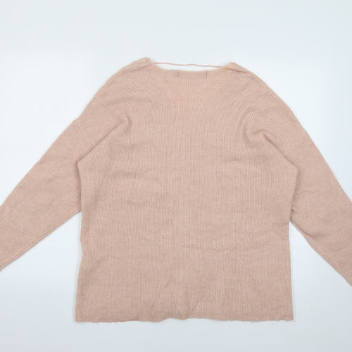 VERO MODA Womens Pink V-Neck  Acrylic Pullover Jumper Size L