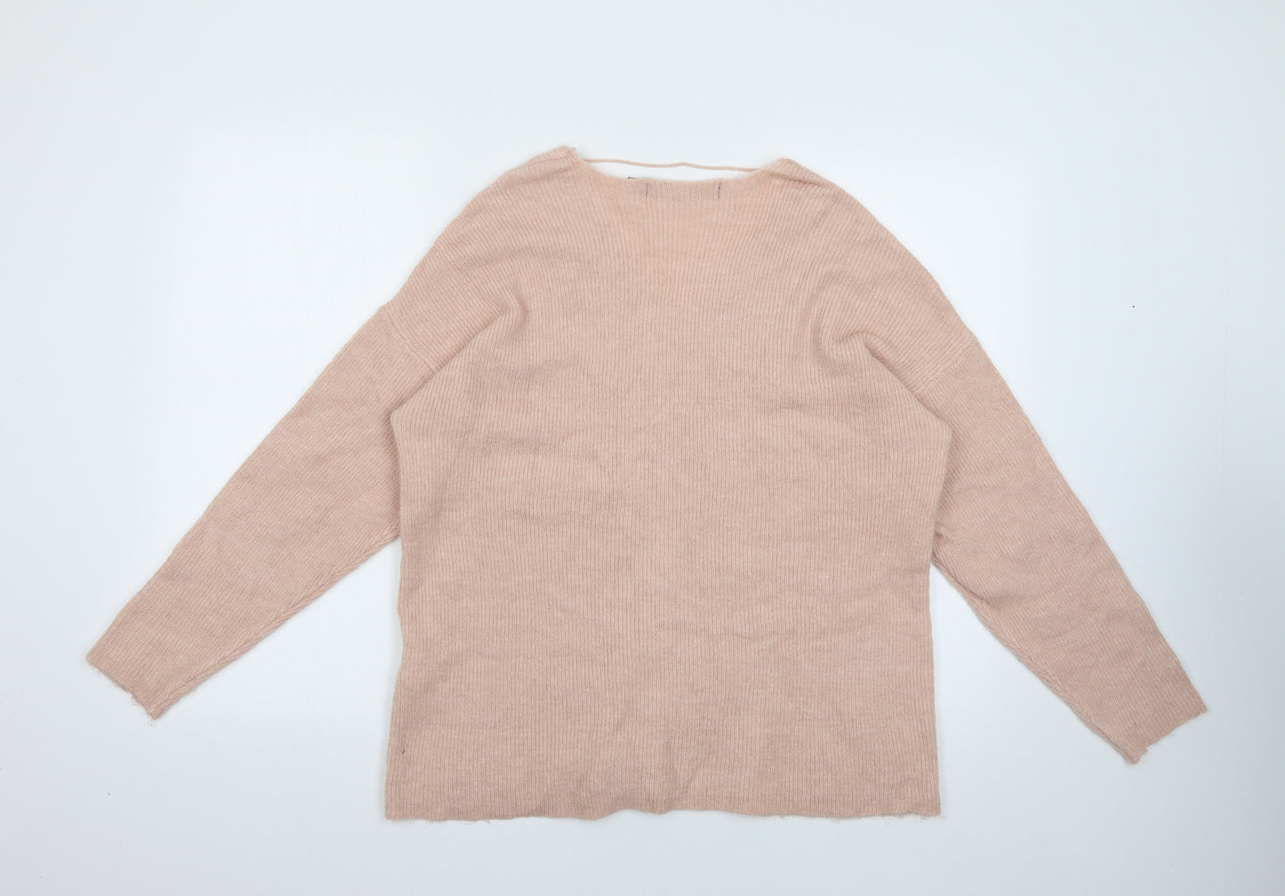 VERO MODA Womens Pink V-Neck  Acrylic Pullover Jumper Size L