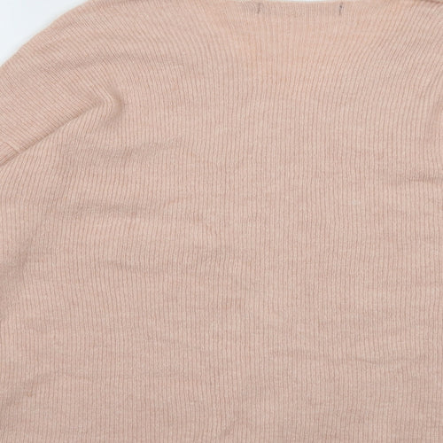 VERO MODA Womens Pink V-Neck  Acrylic Pullover Jumper Size L