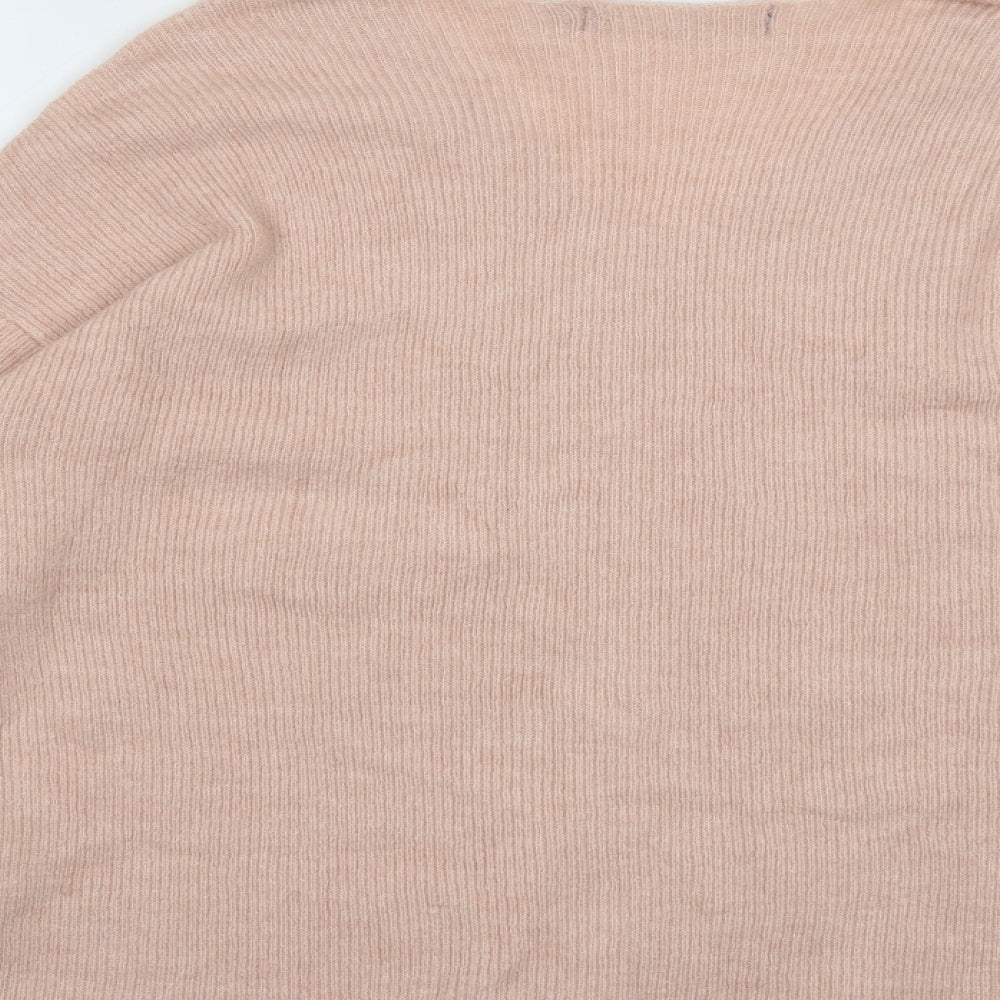 VERO MODA Womens Pink V-Neck  Acrylic Pullover Jumper Size L