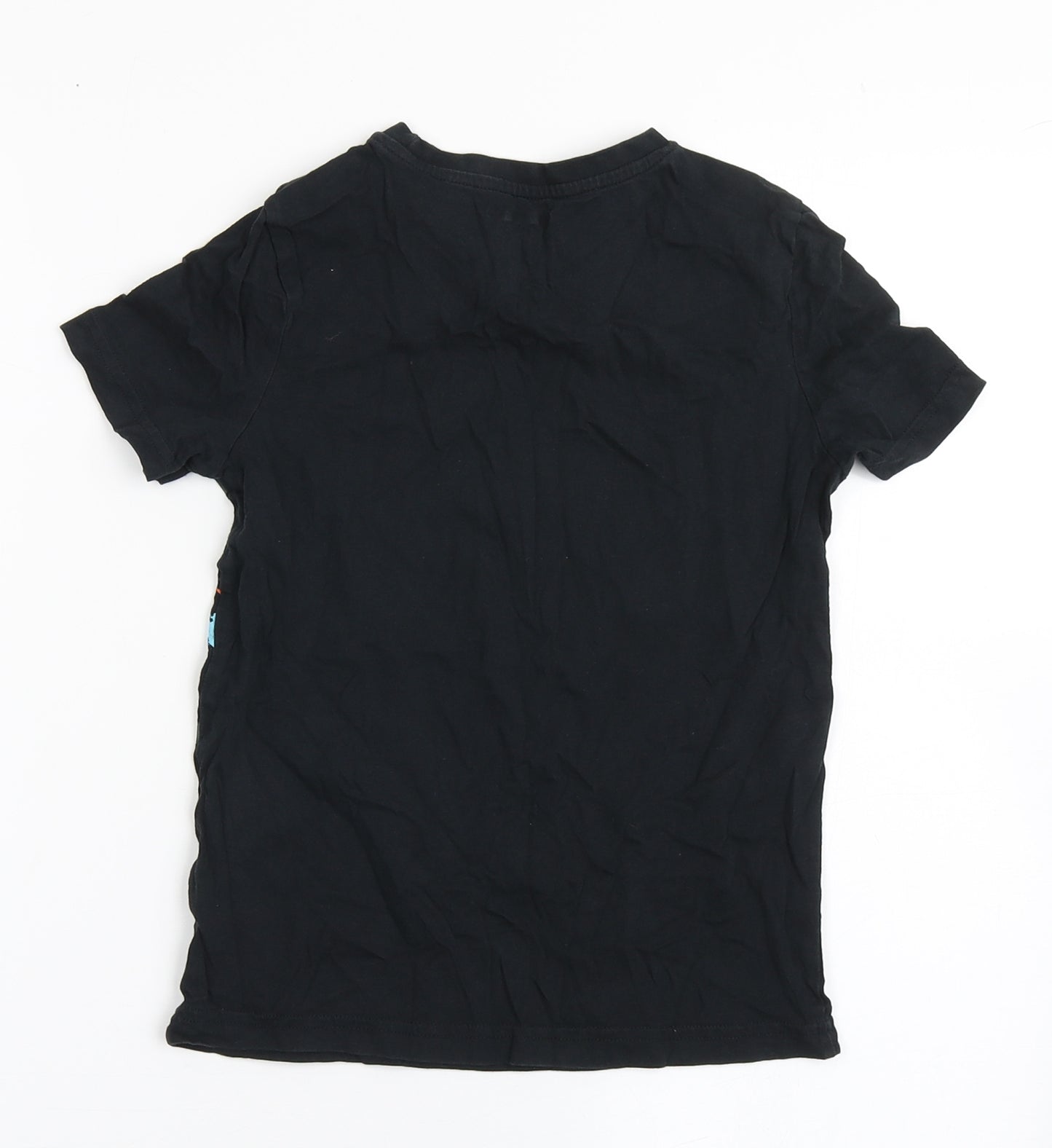 F&F Boys Black  100% Cotton Basic T-Shirt Size 7-8 Years Round Neck Pullover - Future