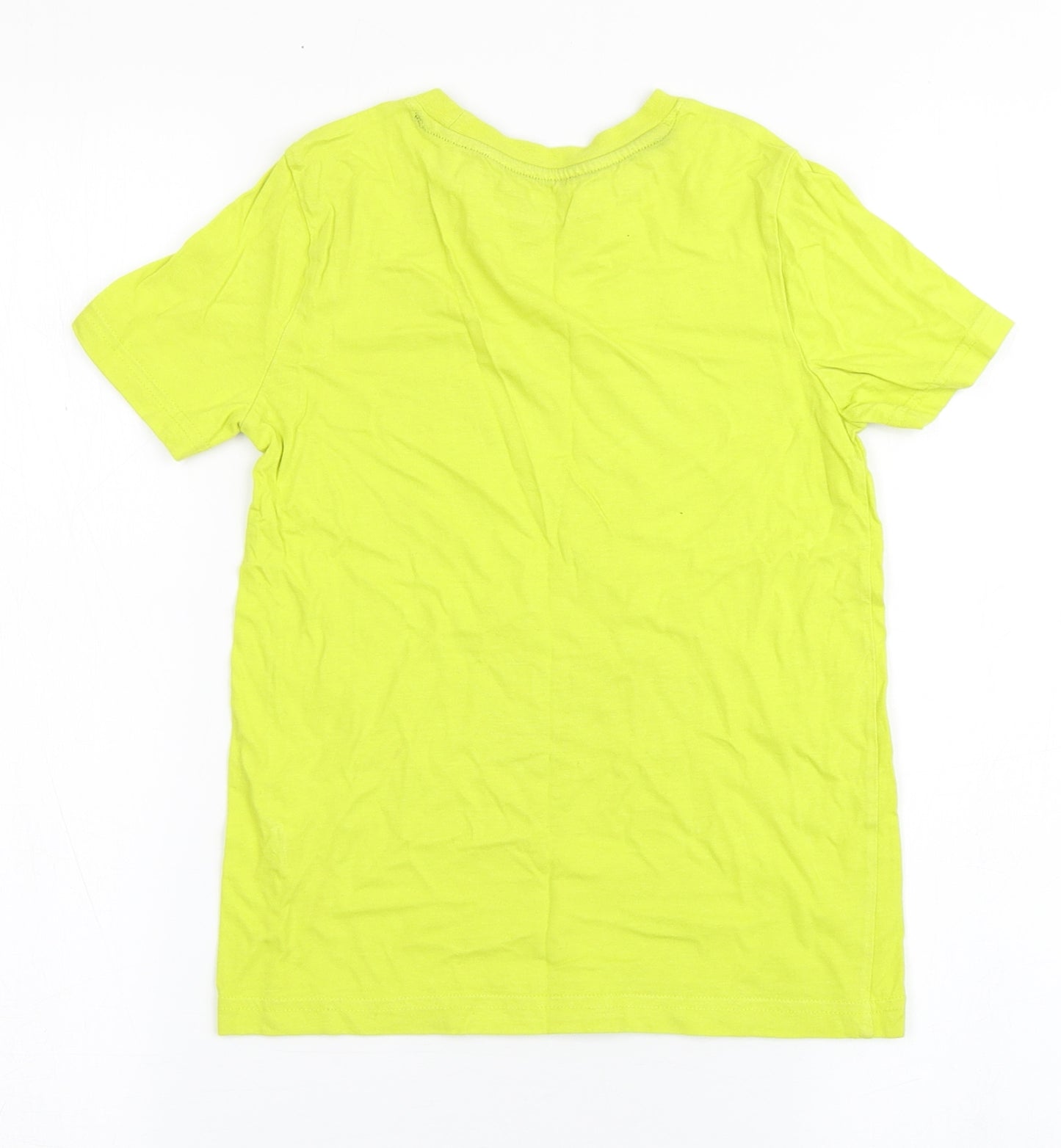 F&F Boys Yellow  Cotton Basic T-Shirt Size 6-7 Years Round Neck Pullover - Football
