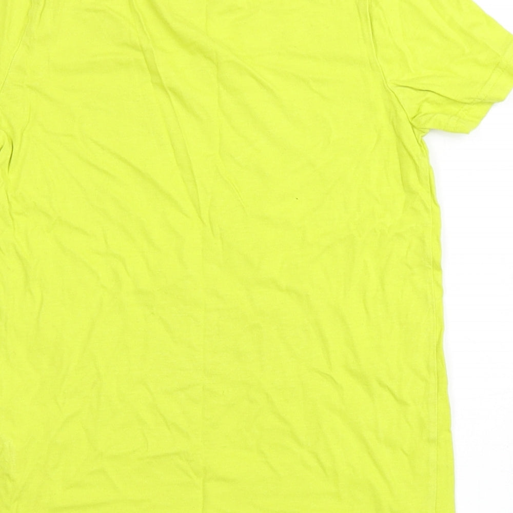 F&F Boys Yellow  Cotton Basic T-Shirt Size 6-7 Years Round Neck Pullover - Football