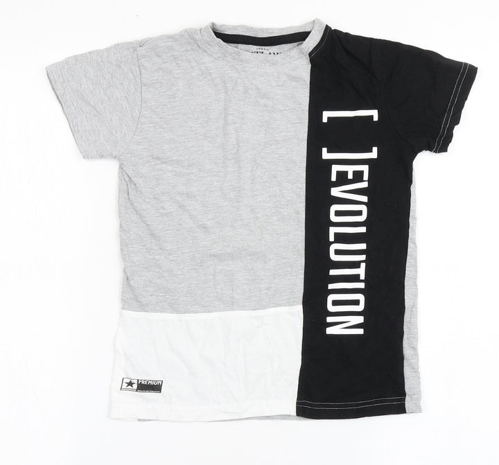 Urban Outlaws Boys Grey Cotton Basic T-Shirt Size 7-8 Years Round Neck Pullover - Evolution