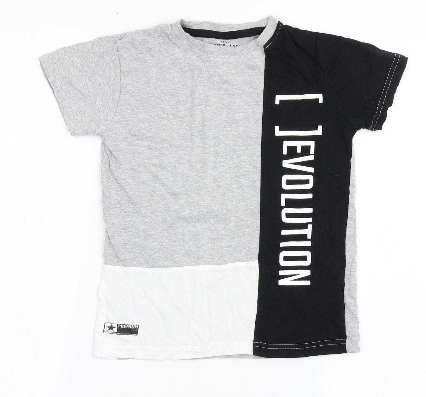 Urban Outlaws Boys Grey  Cotton Basic T-Shirt Size 7-8 Years Round Neck Pullover - Evolution
