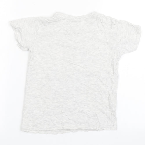 Dunnes Stores Boys Grey  Cotton Basic T-Shirt Size 6 Years Round Neck Pullover - Dinosaur