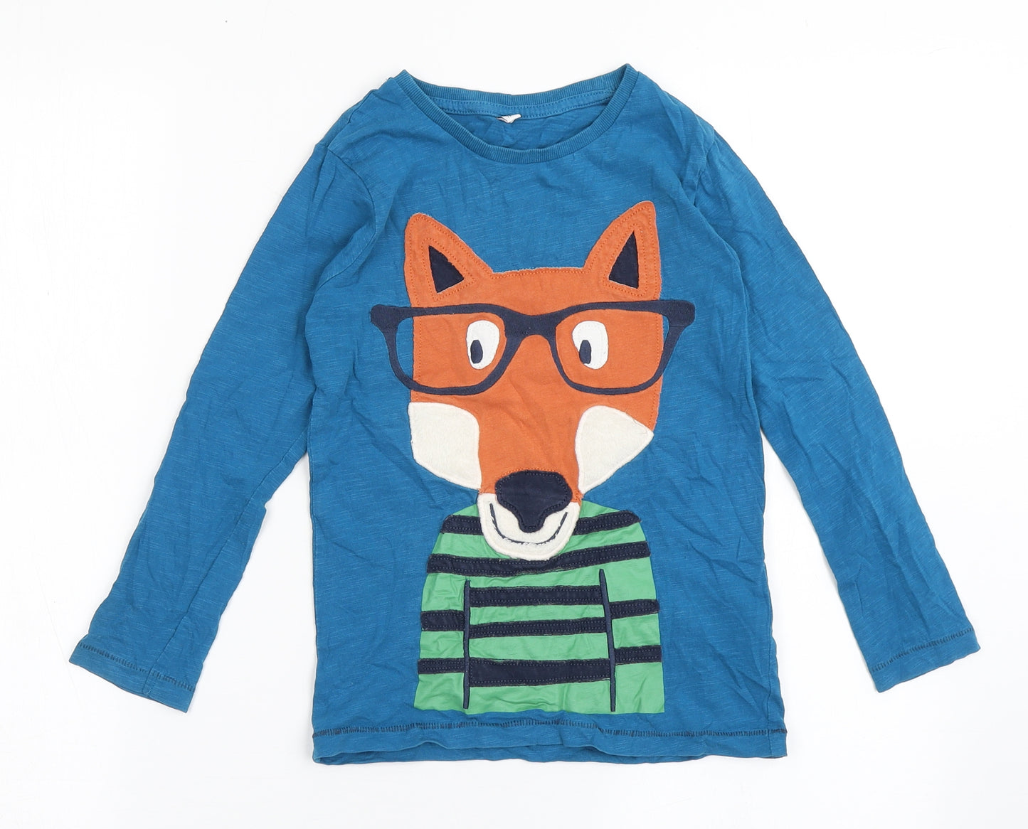 Marks and Spencer Boys Blue  Cotton Basic T-Shirt Size 5-6 Years Round Neck Pullover - Fox
