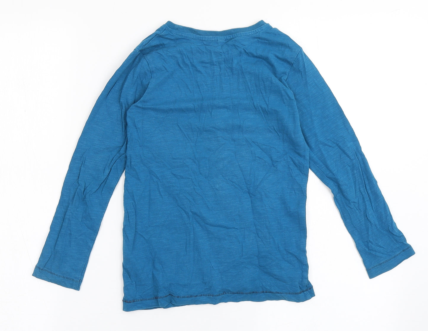 Marks and Spencer Boys Blue  Cotton Basic T-Shirt Size 5-6 Years Round Neck Pullover - Fox