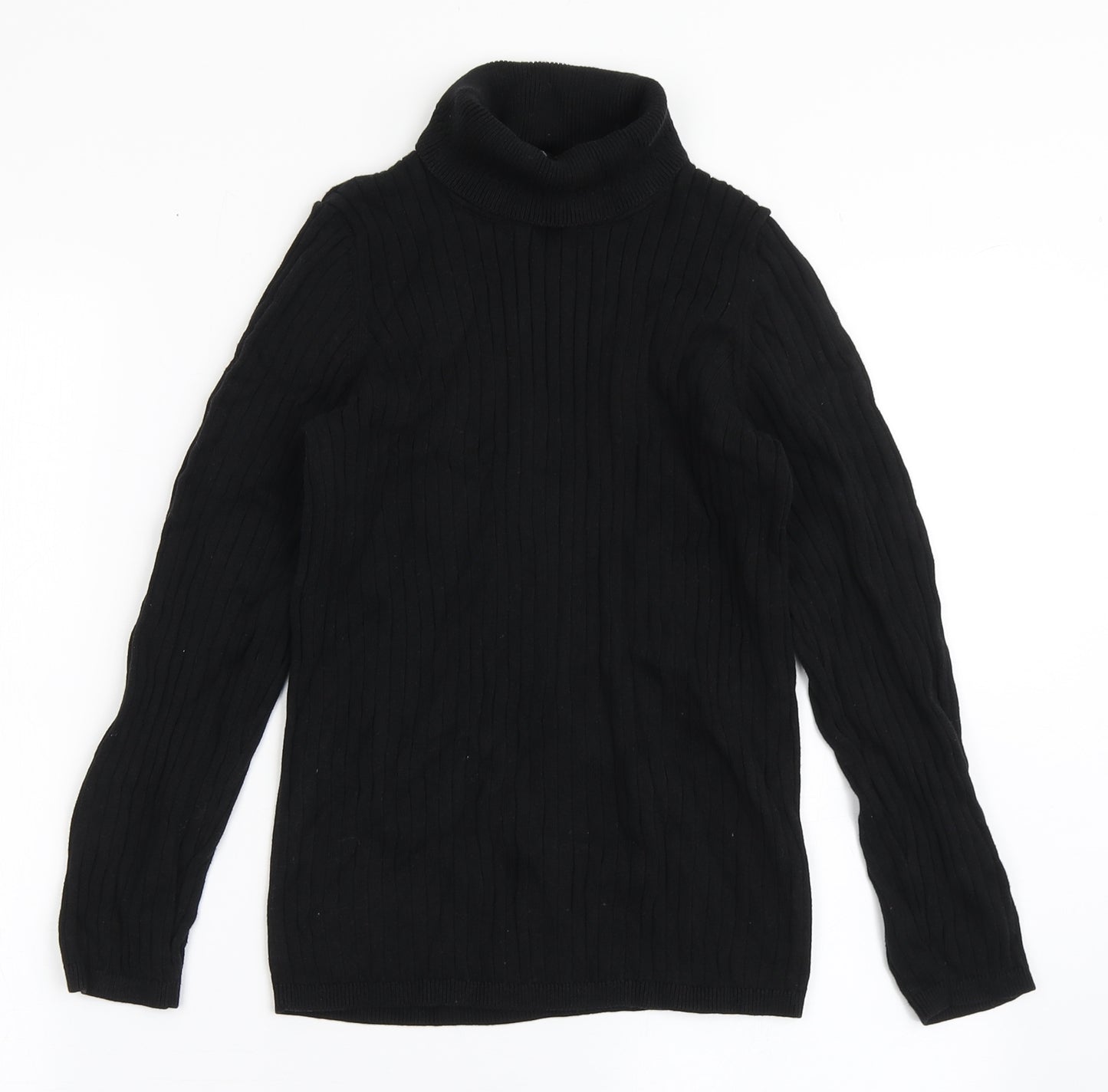 George Girls Black Roll Neck  100% Cotton Pullover Jumper Size 12-13 Years  Pullover