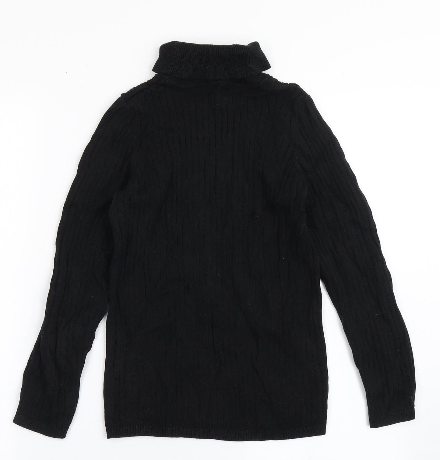 George Girls Black Roll Neck  100% Cotton Pullover Jumper Size 12-13 Years  Pullover