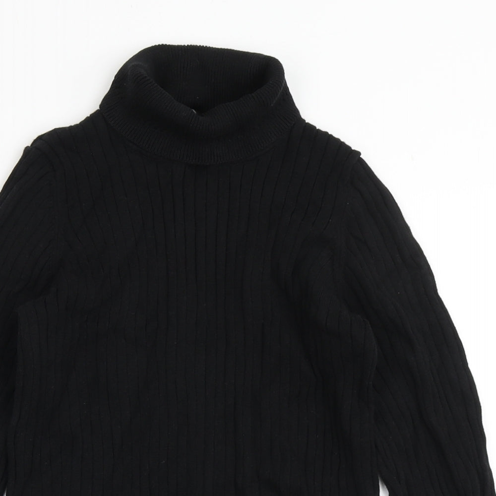 George Girls Black Roll Neck  100% Cotton Pullover Jumper Size 12-13 Years  Pullover