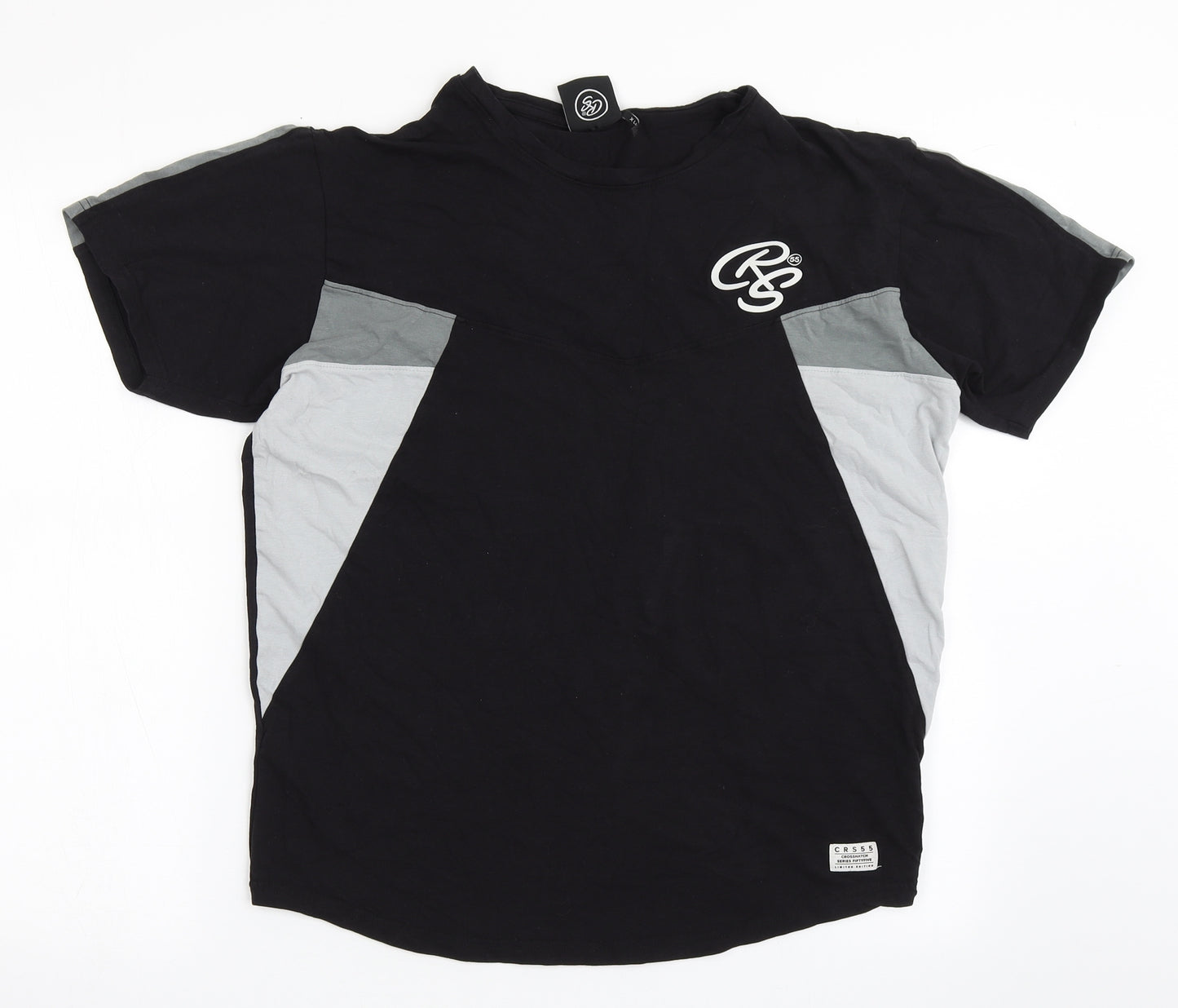 Crosshatch Mens Black  Cotton  T-Shirt Size XL Round Neck