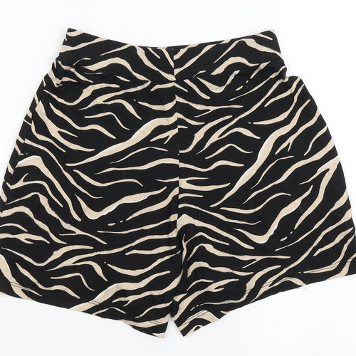 Peacocks Womens Black Animal Print Viscose Sailor Shorts Size 8  Regular Pull On
