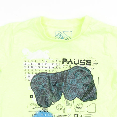 Matalan Boys Yellow  Cotton Basic T-Shirt Size 4 Years Round Neck Pullover - Gaming