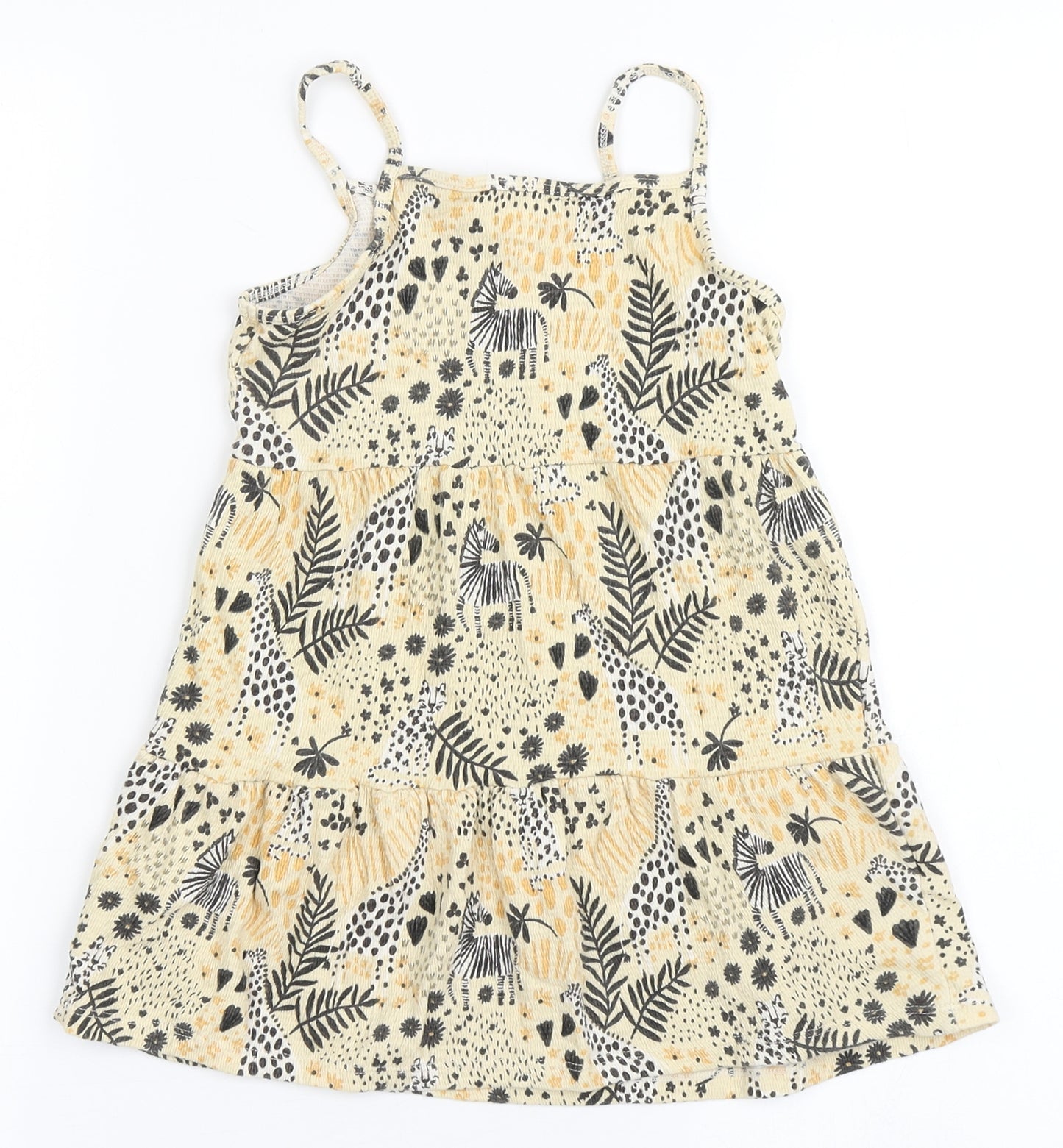 TU Girls Yellow  Cotton   Size 3-4 Years  Square Neck Pullover - Zebra