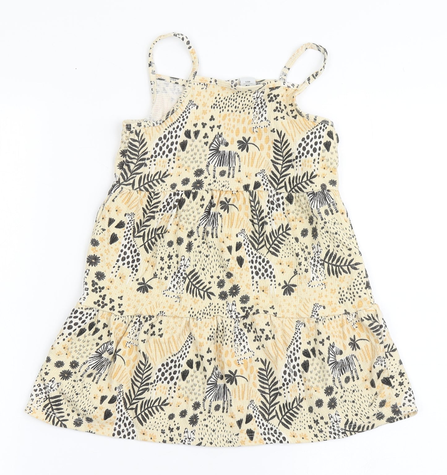 TU Girls Yellow  Cotton   Size 3-4 Years  Square Neck Pullover - Zebra